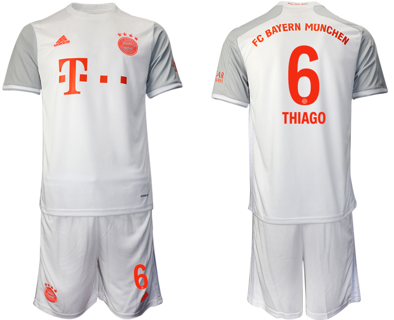 Men 2020-2021 club Bayern Munich away #6 white Soccer Jerseys->->Soccer Club Jersey